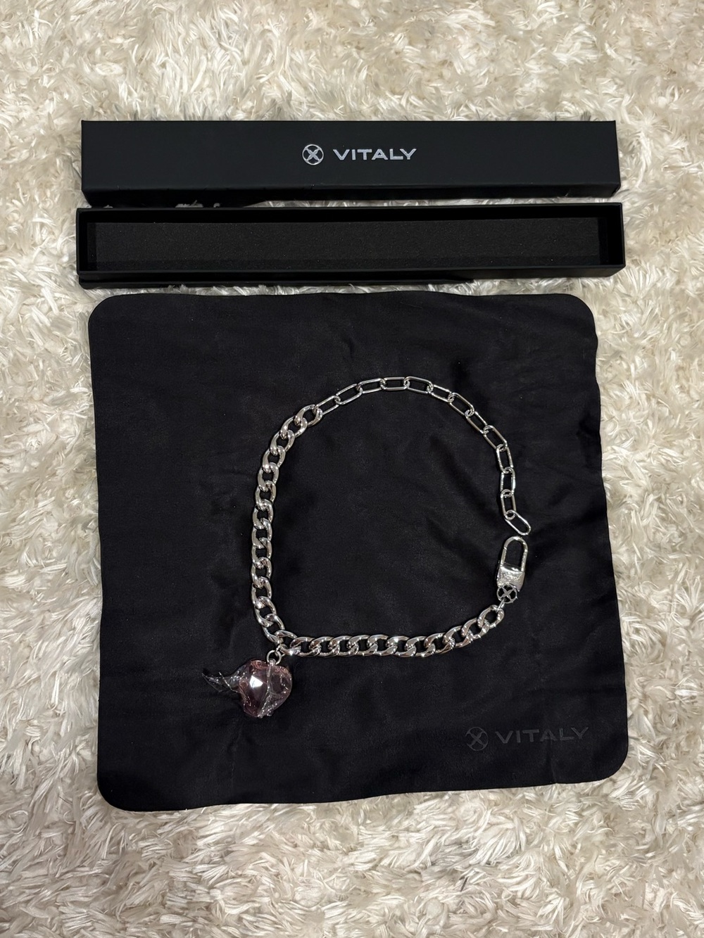 Vitaly Silver Chain Necklace with Heart Charm - Silver